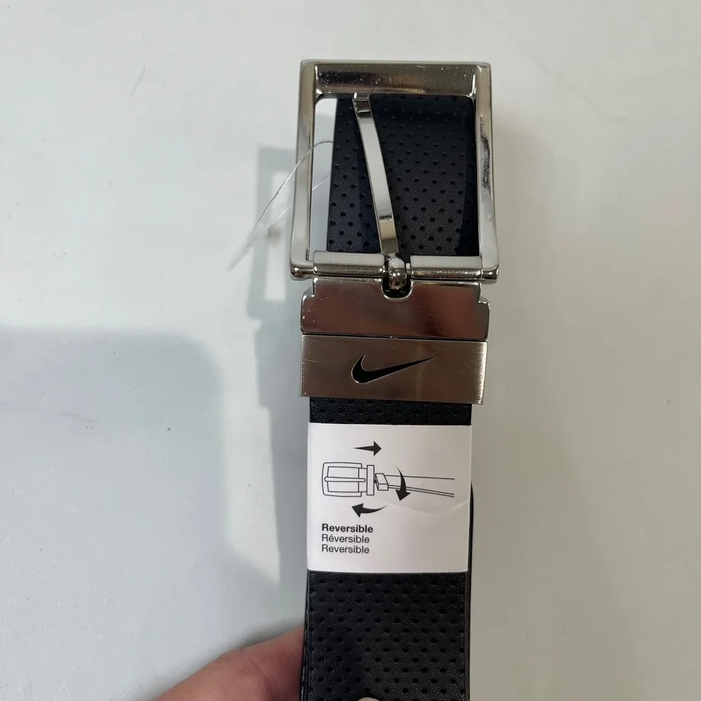 Nike Reversible Belt Mens XL Black Brown Perforated Leather Golf Athletic NEW